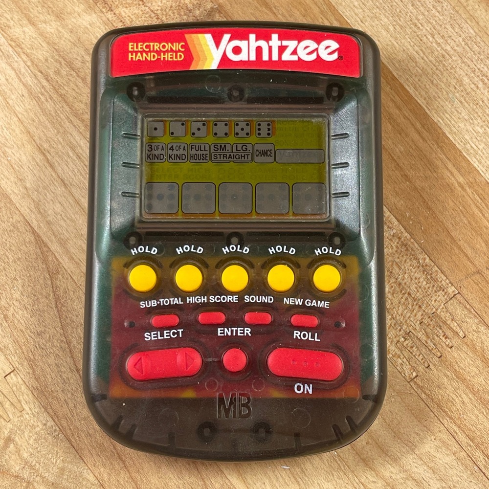 Vintage 1995 Milton Bradley Yahtzee Electronic Handheld Game Translucent WORKING